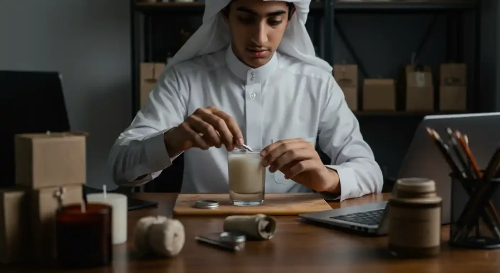 متجر-إلكتروني-مشروع-صناعة-الشموع-يدوي-كأحد-مشاريع-صغيرة-ناجحة-للشباب-في-السعودية-مع-منصة-أرفف-للتجارة-الإلكترونية